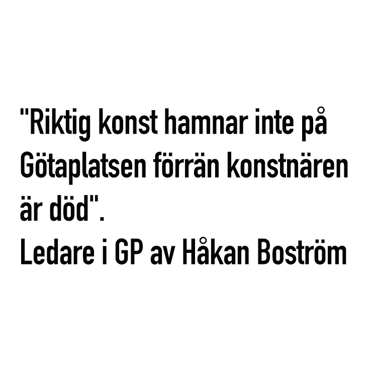 Black typographic text on a white canvas. Svart text på en vit bakgrund med ett skarpt citat om konst.